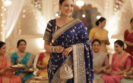 Navy Blue Banarasi Silk Saree with Tamba Gota Embroidery Trending Style