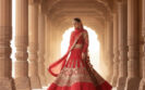Reddish Maroon Silk Kalidar Bridal Lehenga Fashion Editorial