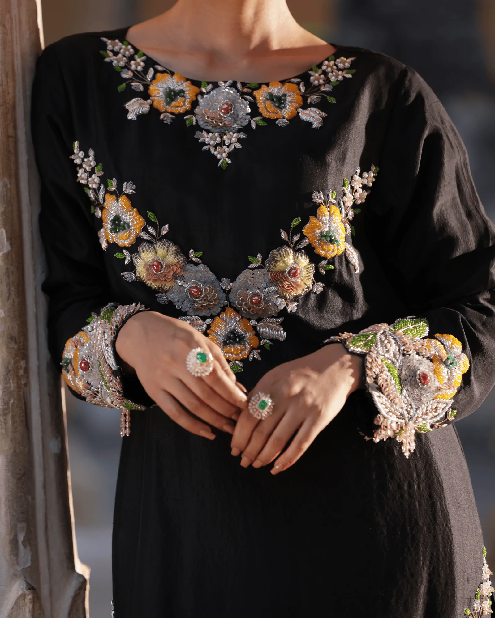 Black Silk Co-Ord Set Zardosi Embroidery Jaipur Fateh Fashion Back View
