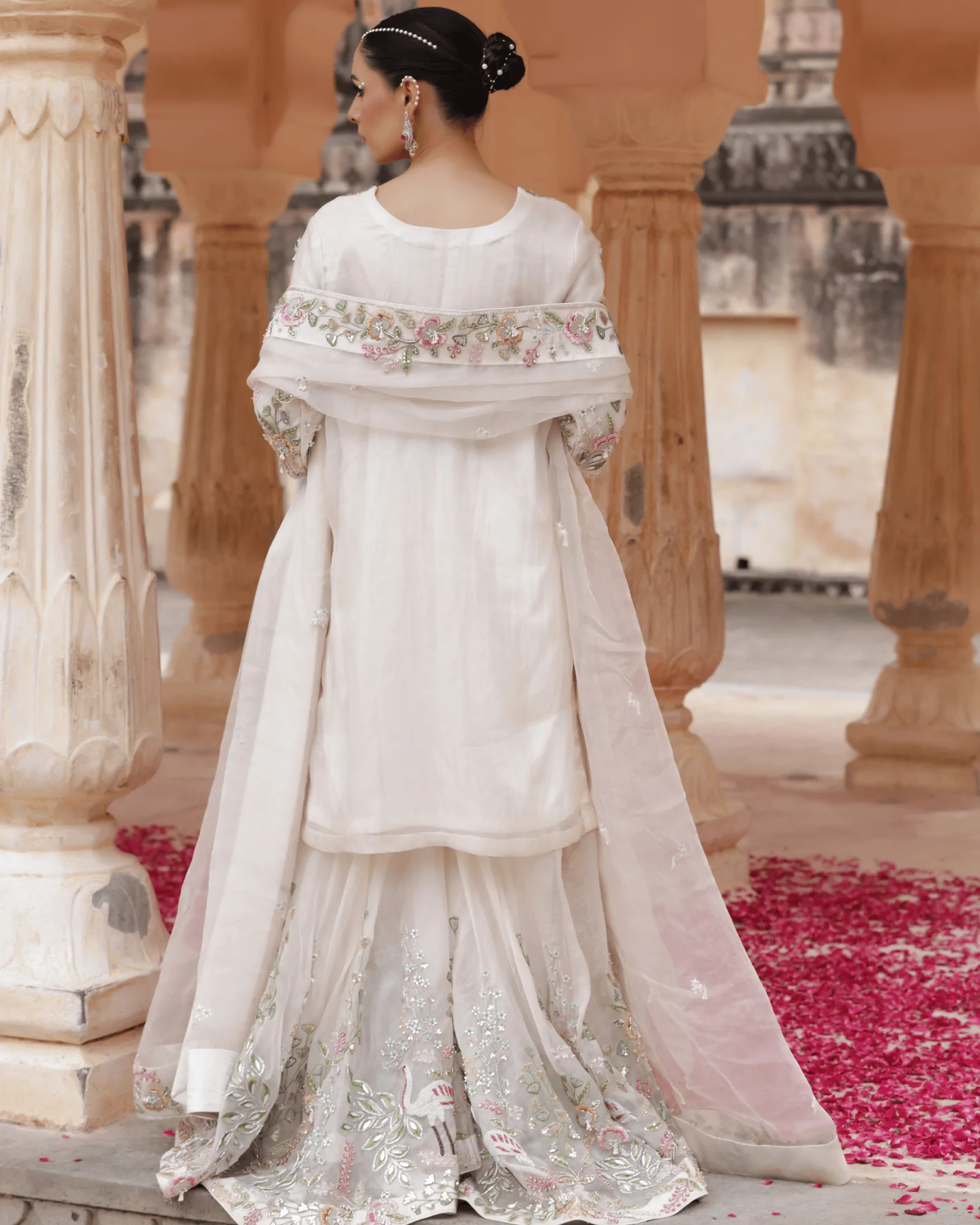 Off White Organza Sharara Set with Resham and Zardosi Embroidery Dupatta